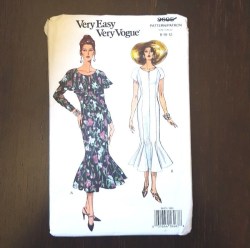 8695 VOGUE VERY EASY FIT FLARE LONGER SHORT - LONG SLEEVE DRESS PATTERN  8-12 UNCUT